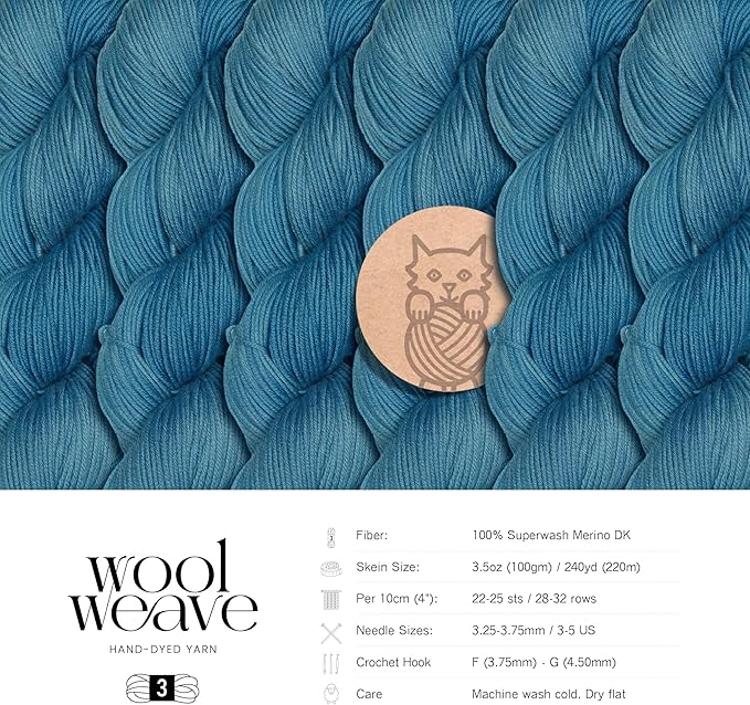 Superwash Merino Wool Yarn for Knitting & Crocheting - Hand Dyed, Luxurious & Soft Dk Weight, 100gr, 240 Yards - Indigo Morning