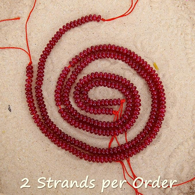 2 Strands (300PCs) Garnet Jade Rondelle Beads, 2 * 4mm Gemstone Loose Spacer Abacus Disk Beads for DIY Bracelet Necklace Earrings Jewelry Making, Craft Supplies Beading Kit