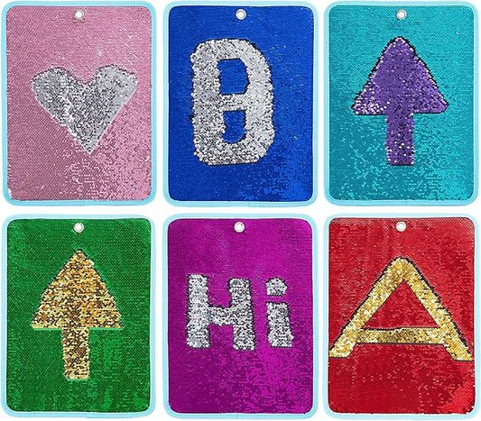 BALAPET 6 Packs Reversible Sequin Fabric Wall Panel for Kids, Sensory Wall Sequin Flip Fabric Mat Wall Hangings Decoration, Fun Toy for Early Learning and Play, 15.7” x 11.8”