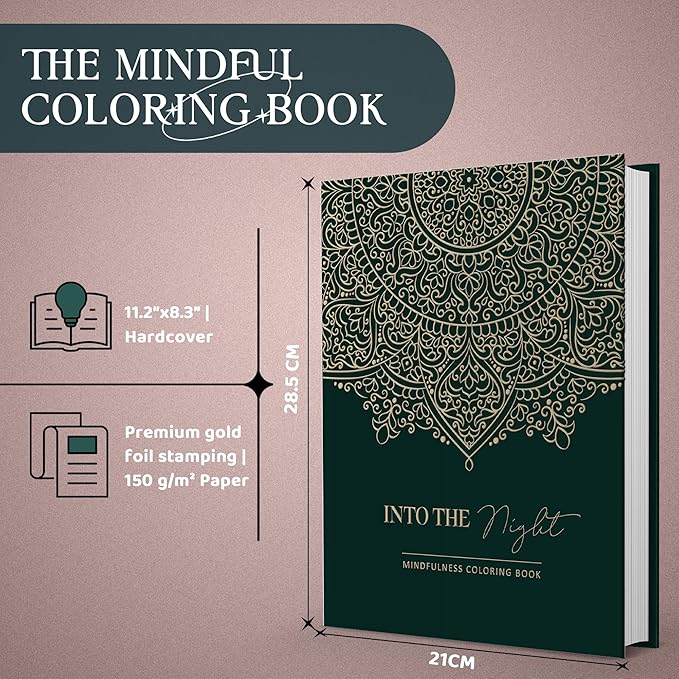 BIROYAL XXL Adult Coloring Book for Women 11.2”x8.3” - 100 Patterns Coloring Books for Adults Relaxation - Mindfulness & Personal Growth Prompts - Anxiety, Stress Relief & Relaxation Gifts for Women