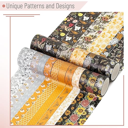 Mr. Pen- Washi Tape Set, 20 Rolls, Golden Hives Theme, Washi Tape for Journaling
