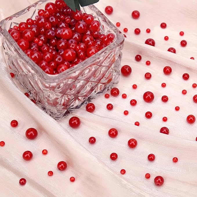 200PCs 8mm Red Jade Glass Beads Bulk, Round Smooth Hole Glass Crystal Beads for Jewelry Making, DIY Bracelets, Necklaces, Bag Charms, Keychains and Craft Projects