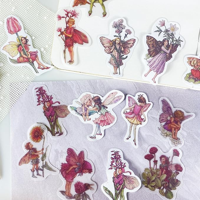 Alideco 80Pcs Vintage Flower Fairy Scrapbooking Stickers Scrapbook Paper Aesthetic Kawaii Girls Stickers for Journaling Assorted Phone Adult（huhuashizhe）