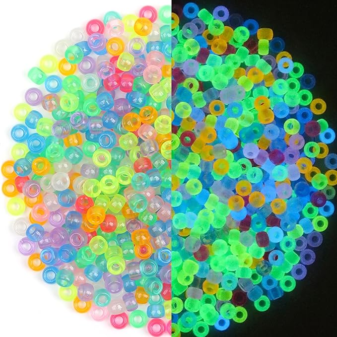 gmma glow in the dark pony beads bulk for bracelet 9 color 1000 pcs plastic beads for jewelry making friendship bracelet making diy necklace party decoration supplies