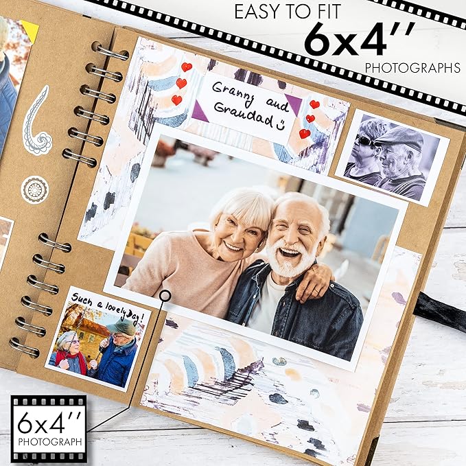 Bstorify Scrapbook Album 60 Pages (8 x 8 Inch) Brown Thick 200gsm Kraft Paper, Photo Album Scrapbook, Memory Book - Ideal for Your Scrapbooking Albums Art & Craft Projects