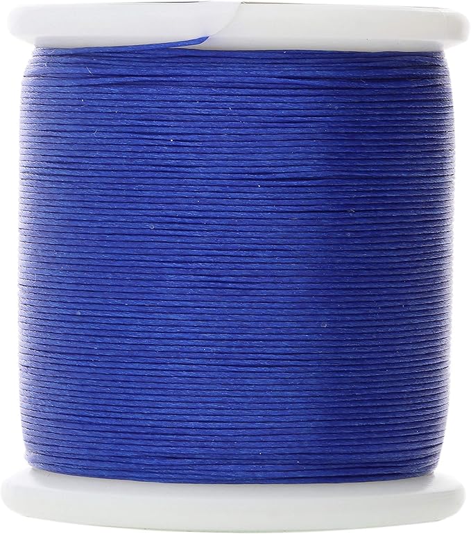 KO Nylon Beading Thread, Clear Blue Color, Japanese Pre-Waxed 100% Nylon, 330TEX, Tangle Resistant Knotting Cords, 50m /55 yds Spool, Use for Seed Bead Projects, Loom Work & Bead Weaving