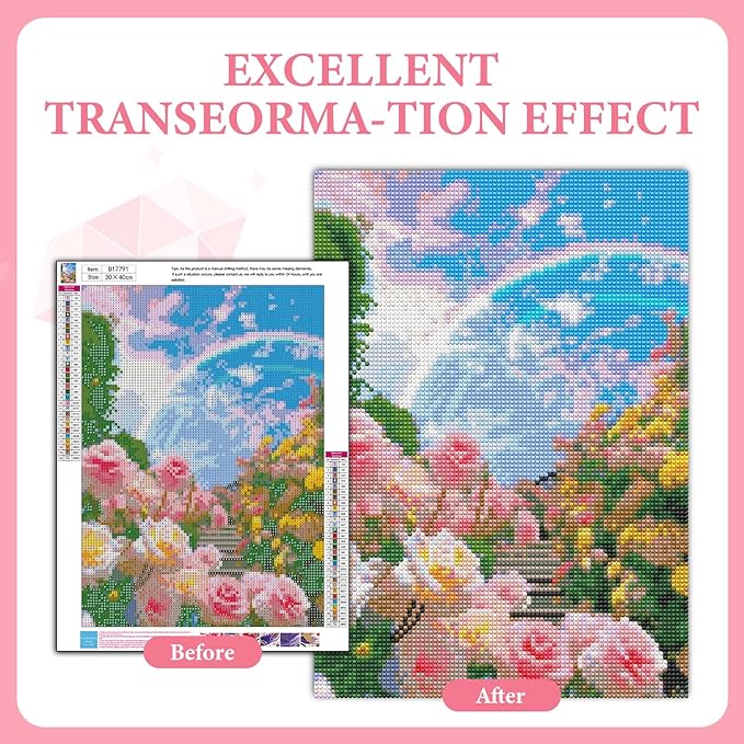 GEEHEIY Flowers Diamond Art Kits for Adults, 5D Spring Diamond Painting Kits for Beginner, DIY Full Drill Round Gem Art for Home Wall Decor 12 x16 Inch