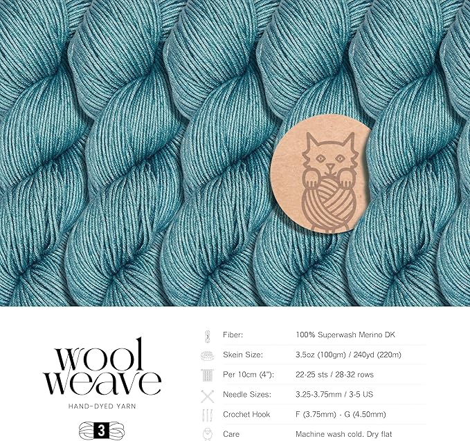 Superwash Merino Wool Yarn for Knitting & Crocheting - Premium Hand Dyed, 100gr, 240 Yards Medium Weight - Luxurious, Soft & Durable Sage Green Yarn