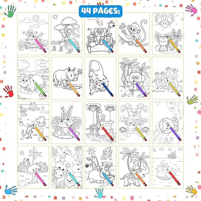 coloring pages, safari tour coloring book for kids – spiral bound, perfect for boys and girls. features lions, elephants, giraffes & more wild adventures! thick 199 gsm paper, sheet size 8.5x11 in.