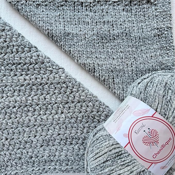 Chenillique Velvet Chenille Yarn for Crocheting, 4-Pack (856Yds / 400G), Free Patterns, Beginners Friendly - Soft Baby Yarn for Knitting Baby Blanket - #4 Medium Worsted Weight - Ocean Mist