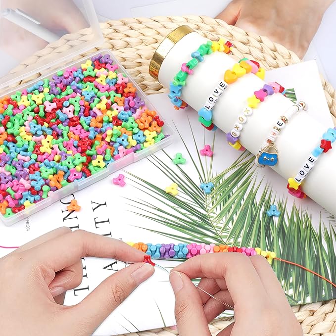 gmma pony beads shapes for friendship bracelets multicolour opacity plastic tri beads for jewelry making valentine's day diy bracelets necklace friendship party decoration supplies
