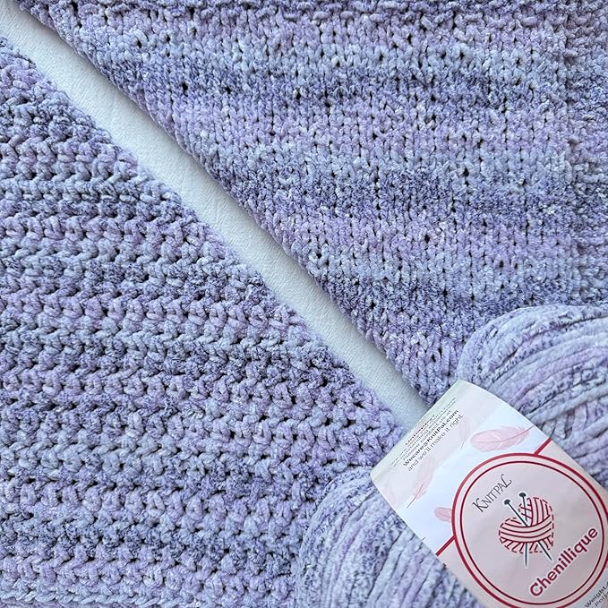Chenillique Velvet Chenille Yarn for Crocheting, 4-Pack (856Yds / 400G), Free Patterns, Beginners Friendly - Soft Baby Yarn for Knitting Baby Blanket - #4 Medium Worsted Weight - Lavender Bliss