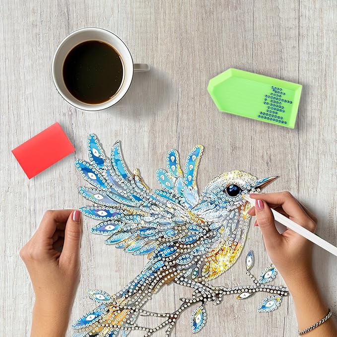 SENQAO Hummingbird Diamond Art Hanging Kits for Adults Kids, Acrylic Diamonds Painting Pendant Board Kit Bird, Diamond Art Painting Window Pendants Home Garden Wall Hanging Kits Hanging Ornament