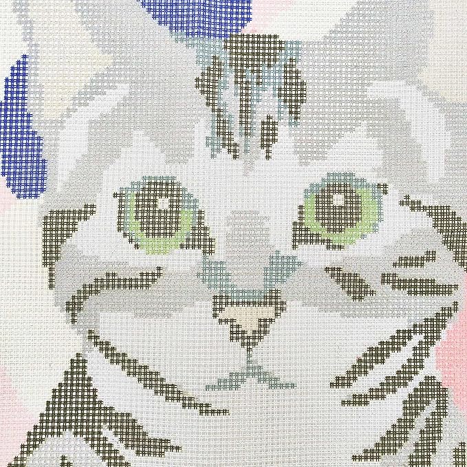 Howie's Needlepoint Needlepoint Kits for Adults, Pillow Front Cross Stitch Kit with Embroidery Pattern on Canvas, Yarn, 2 Needles and Instruction, 16 x 16inch(Dragon Li Cat)