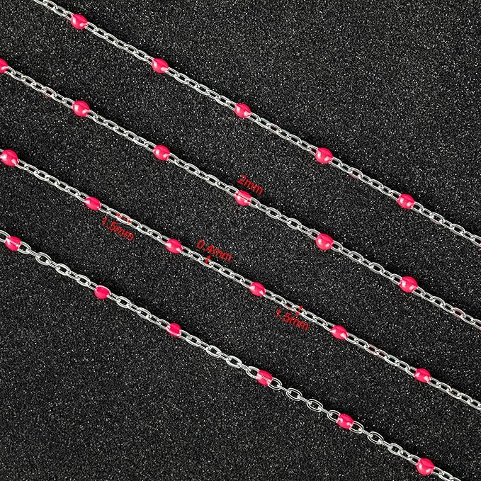 UMAOKANG 10 Meters Stainless Steel Chain Roll Enamel Beads Chain for Jewelry Making Cable Necklace Chain Women Necklace Bracelet DIY Jewelry Supplies Findings