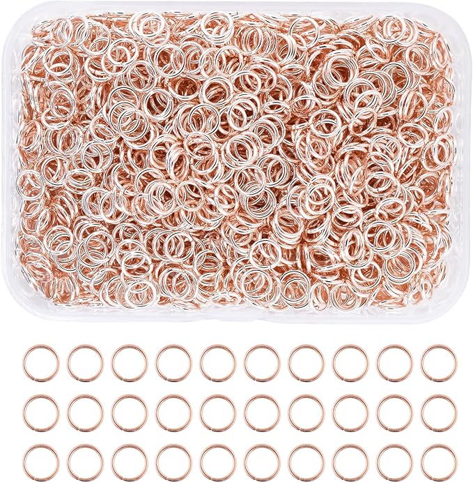 Mandala Crafts Assorted Rose Gold Color Jump Rings Jewelry Findings Metal O Rings for Jewelry Making Supplies - 1000 7mm Small Open Jump Rings Kit for Necklace Earring