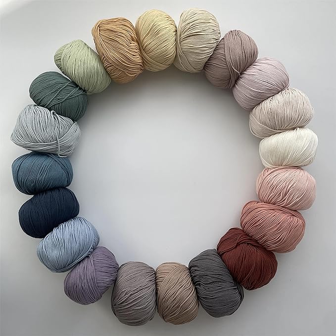 Fine Weight Knitted and Crocheted Cotton Yarn, 100% Long Staple Cotton Yarn, Baby Sports, 2 Packages of 100g/3.52oz (Per Skein 50g/162yards) - Apricot White