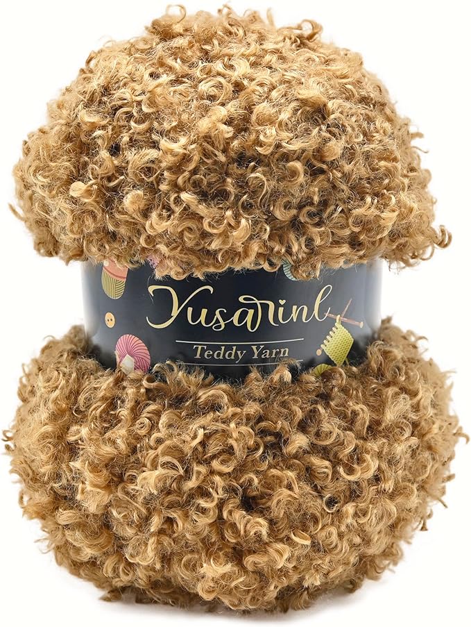 (32 Colors Available) Yusarinl Teddy Bear Yarn,Fuzzy Yarn for Crochet Polyester Plush Fur for Crafts Fluffy Fuzzy for Knitting(3.35 oz, 40 yds)-Brown