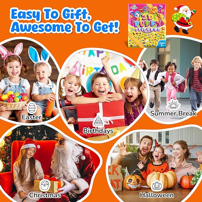 puffy stickers for kids toddlers, small 3d sticker variety pack, kid stickers sheets bulk, mini party favor for kids girls boy,80 sheets 4000+ unique patterns as teachers rewards gifts