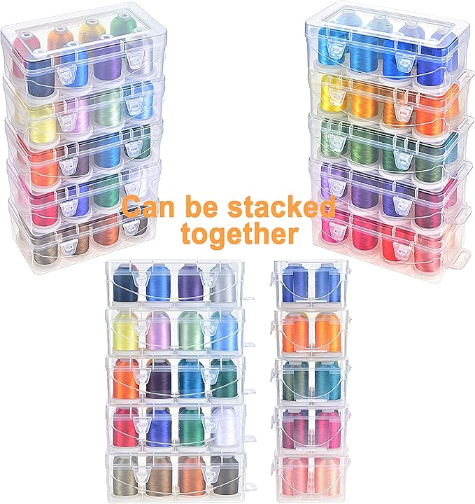 New brothread - 20 Options - 8 Snap Spools of 1000m Each Polyester Embroidery Machine Thread with Clear Plastic Storage Box for Embroidery & Quilting - Variegated Color2