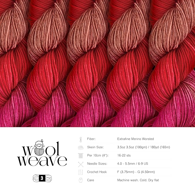 Superwash Merino Wool Yarn for Knitting & Crocheting - Premium Hand Dyed Variegated Yarn, 100gr, 240 Yards, Dk Weight - Luxurious, Soft & Durable
