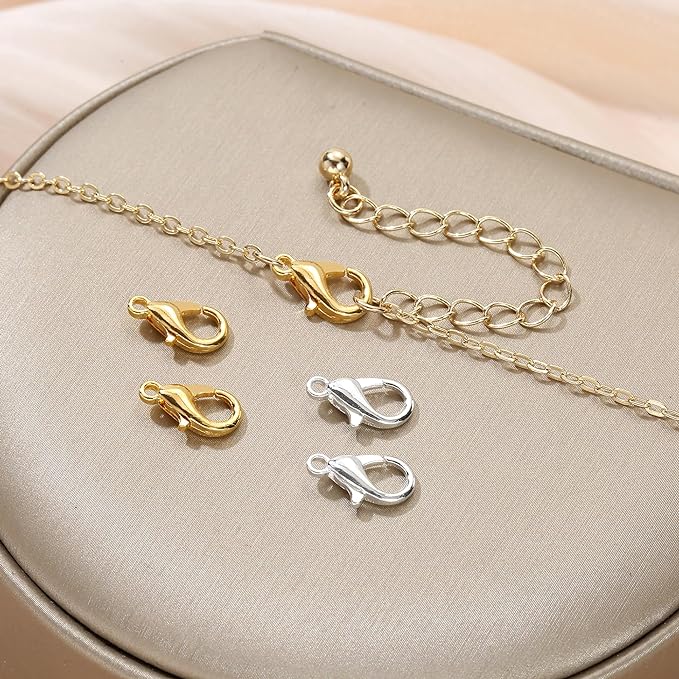5 Sizes Silver and Gold Open Jump Rings, 500PCS O Rings and Lobster Clasps, Small and Large Jump Rings for Jewelry Making and Keychains