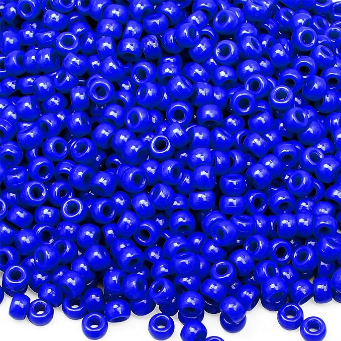 gmma 1000 pcs royal blue pony beads for bracelet plastic beads for jewelry making colourful beads for friendship bracelets 6x9mm independent day beads for diy jewelry party decoration supplies