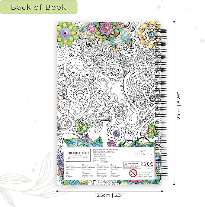 LILADORA Paisleys and Swirls 2-in-1 Adult Coloring Book & Journal for Women | 55 Pages Floral & Mandala Designs | Easter Basket Stuffers | Stress Relief Gifts | Adult Coloring for Relaxation