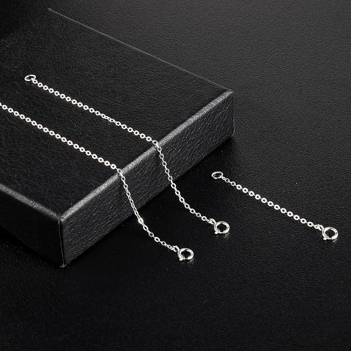3 Pcs 925 Sterling Silver Necklace Extenders for Women Durable Strong Removable Necklace Bracelet Anklet Extension Jewelry Making Chains