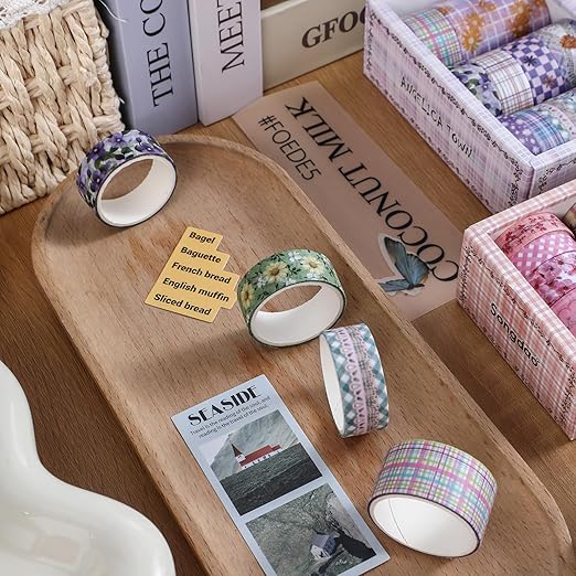 10 Rolls Vintage Floral Washi Tape Set Pastel Plaid Arts Adhesive Tapes Soft Colors Decorative Masking Tape Sets for Craft, Kids, Scrapbook, DIY, Gift Wrapping (Green Garden)