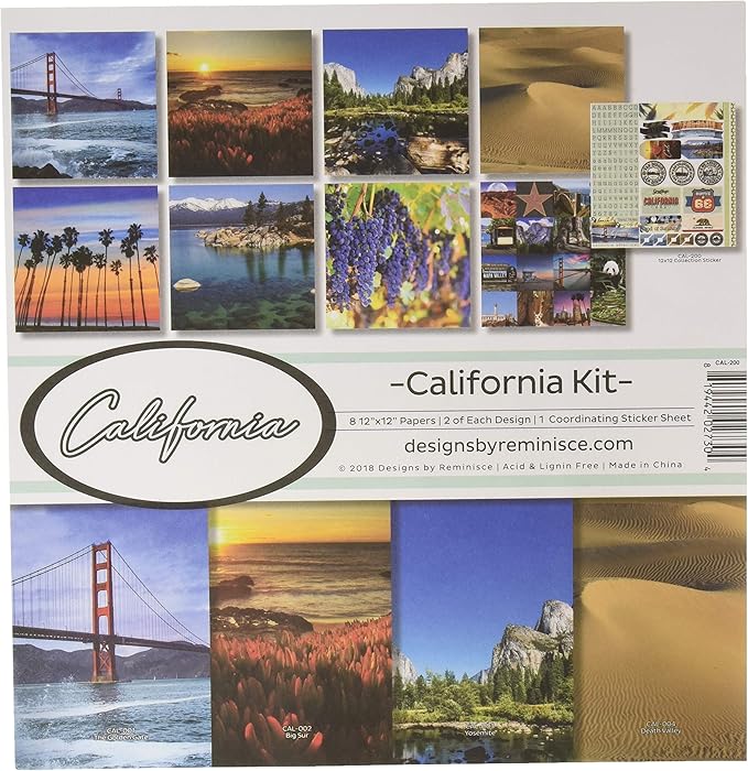 Reminisce (REMBC) California Scrapbook Collection Kit, Multi Color Palette, 12-x-12-Inch