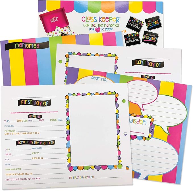 Denise Albright School Memory Scrapbook Refill Extra Pages Kits (Two Grades) for First & Last Day of School for Class Keeper® Memory Keepsake Book for Girls
