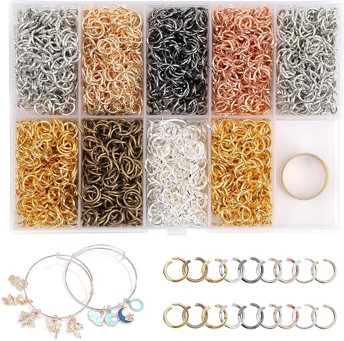 5 mm Jump Rings for Jewelry Making 7 Colors 3000 Pcs Stainless Steel Jump Rings with Open/Close Tools for Necklace Bracelet Repair Keychains Jewelry Making Supplies(5mm/0.2")