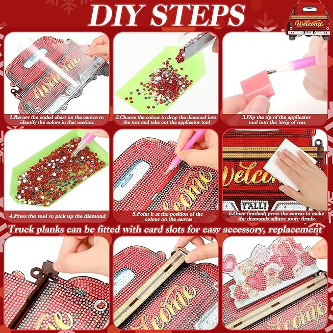 Burbell 21 Pcs Interchangeable Diamond Painting Welcome Sign for Easter Front Door Diamond Painting Truck Decor Interchangeable Seasonal Welcome Sign for DIY Wall Window Farmhouse