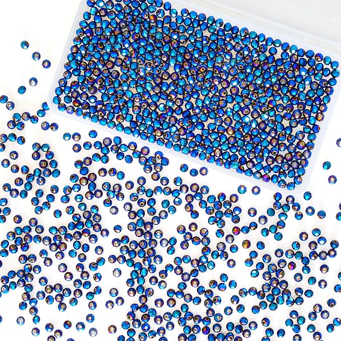 laopottbeads 1200pcs 4mm crystal glass beads for jewelry making beads for bracelets necklace pendants making supplies(peacock blue)