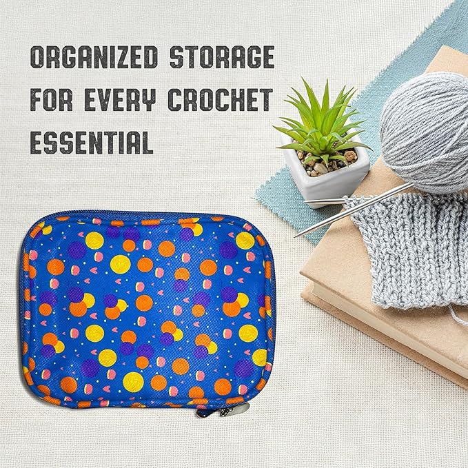 CamChris® Crochet Hook Case – Premium Polyester Crochet Hook Organizer with Zipper Pockets for Crochet Needles, Hooks and Crochet Accessories (Crochet Wool Balls)