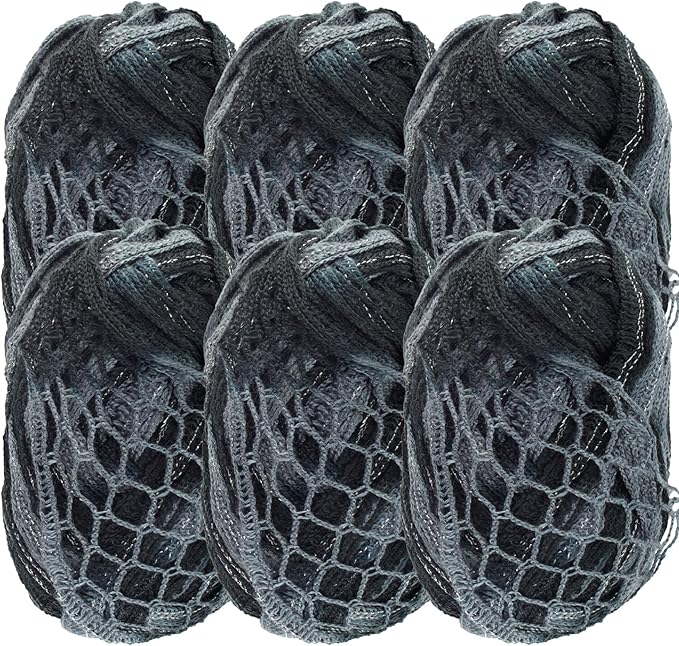 JubileeYarn Fishnet Pom Pom Yarn - 50g Mini Bonbons - Steel - 6 Skeins