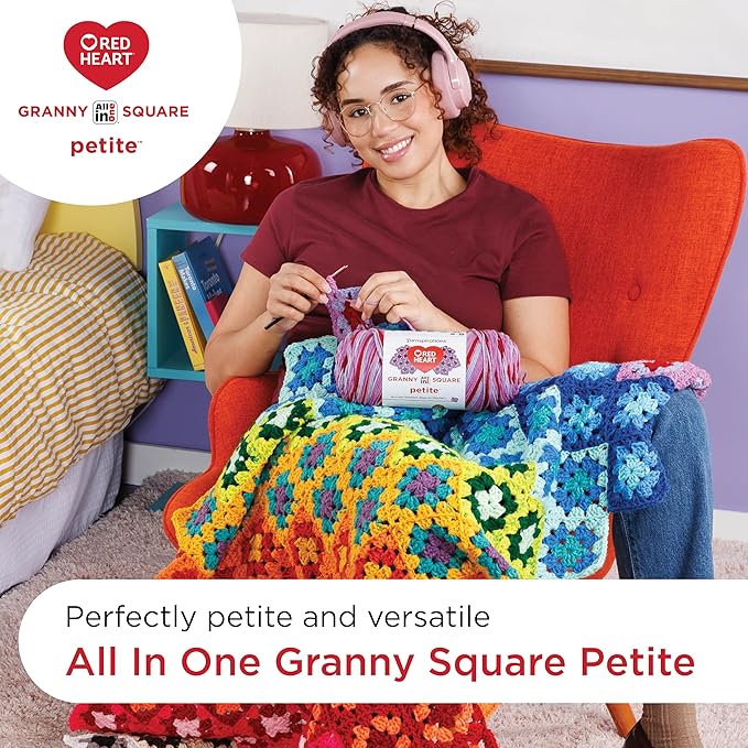 Red Heart All in One Granny Square Petite Linen Yarn - 3 Pack of 250g/8.8oz - 100% Acrylic - #4 Worsted (Medium) - 440 Yards - Knitting/Crochet