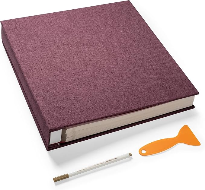 Large Photo Album Self Adhesive 4x6 5x7 3x5 8.5x11 Scrapbook Magnetic Album DIY Scrap Book Length 13 x Width 12.8 (Inches) 120 Sticky Pages Linen Cover DIY Photo Album (PurPle)