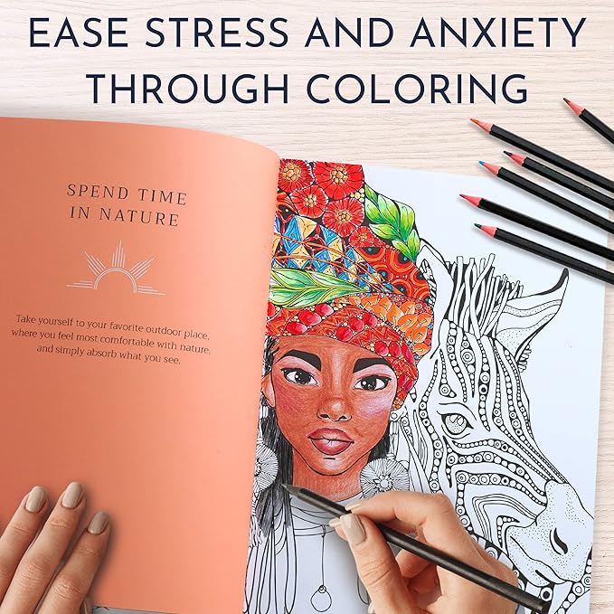 Adult Coloring Book for Women – Relaxation Coloring Book with Self Care Prompts – Coloring Books for Adults Relaxation, Stress Relief Gifts for Women, Anxiety Relief, 8.5x11, Perforated, 29 Designs