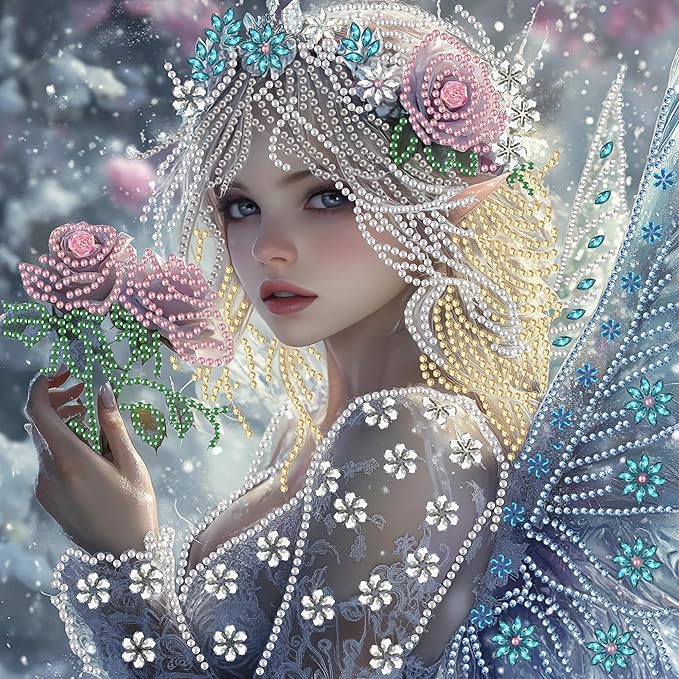 SKRYUIE DIY Diamond Art Kits for Adults Woman Special Shape - 5D Diamond Painting Kits for Adults Flower - Crystal Embroidery Cross Stitch - Craft for Wall & Office Decor 12 x 12 Inch c18
