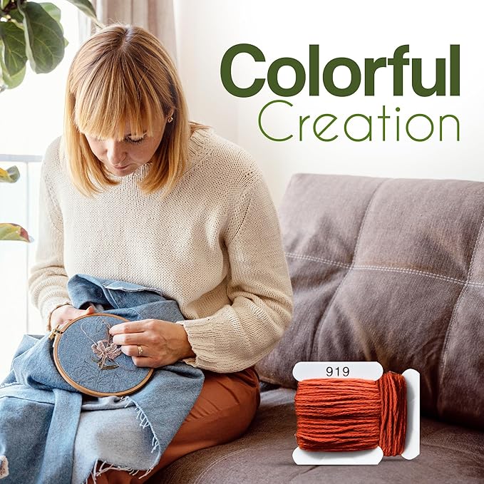 Embroidery Floss Kit and Refills - Cotton Threads - DMC Color Coding for Cross Stitch, String Crafts, Friendship Bracelets