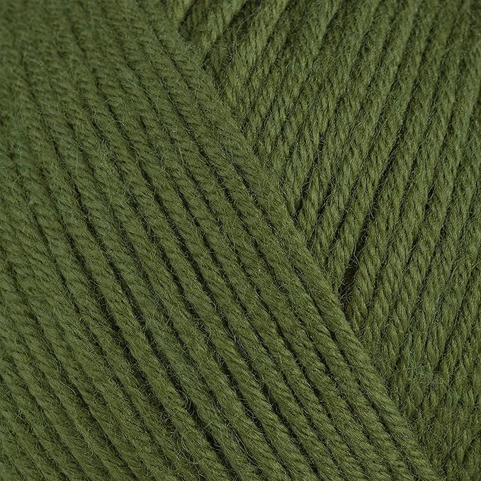Estako Happy Cotton, (4 Skeins Pack) 60% Cotton 40% Acrylic Yarn, Soft, Fine/Sport (2) for Crochet and Knitting (4 x 1.76 Oz) / (4 x 180 Yrds) (4940 - Olive Green)
