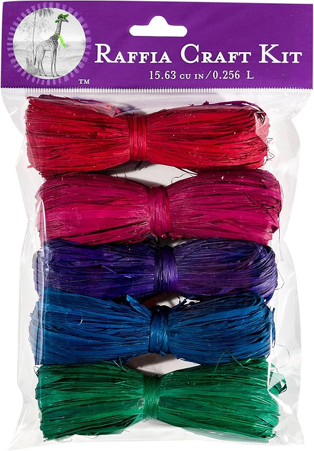 SuperMoss (40509) Raffia Craft Kit - Christmas, Jewel (Burgundy, Wine, Purple, Navy, X-mas Green), 16 cu in. (5 Pack)