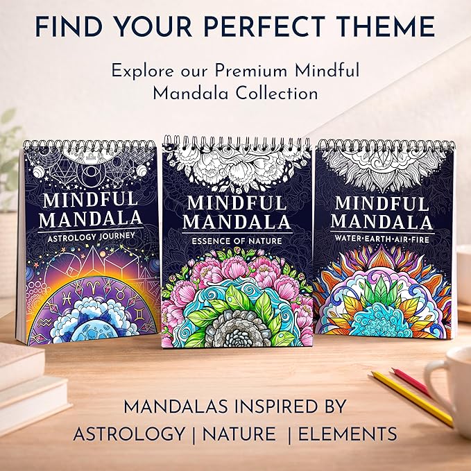 Premium Artistic Mandala Coloring Book for Adults – 50 Abstract Designs – 180gsm Thick Bleed-Proof Paper, Spiral Bound Lay-Flat, Perforated – Frameable Art, Relaxation Gifts for Women, Adult Coloring
