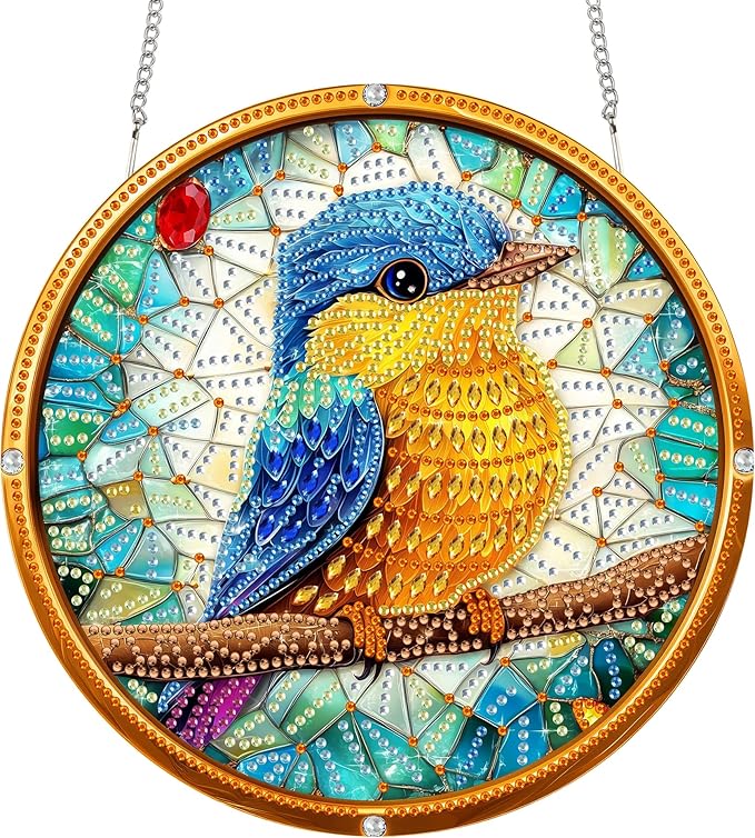 SKRYUIE Bird Hanging Diamond Art Kits for Adults Pendant Suncatcher, Special Shaped Crystal DIY Pearl Diamond Painting Kit, Gift for Mother Spring Summer Window Wreath Decor 7.48 x 7.32 Inch A36