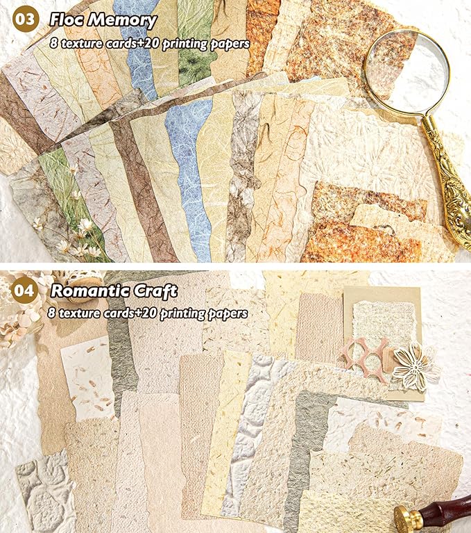 168Pcs Textured Scrapbook Paper Kit - Embossed Rice Decoupage Paper Mixed Media for Scrapbooking Supplies Junk Journaling Cards Making Collage, Vintage 6 Pack DIY Decorative Materials Craft Gifts