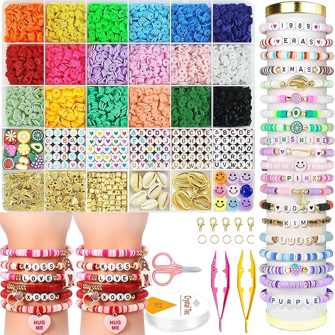 OHOME Easter Basket Stuffers for Teens - 5300 Clay Beads Bracelet Making Kit,Arts and Crafts for Kids Ages 8-12,Easter Crafts Games Toys for 3-10 Year Old Birthday