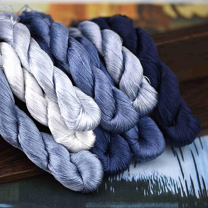 Natural 100% Silk Thread, Handmade Embroidery Thread Silk Floss 8 Colors 110m Each (69)