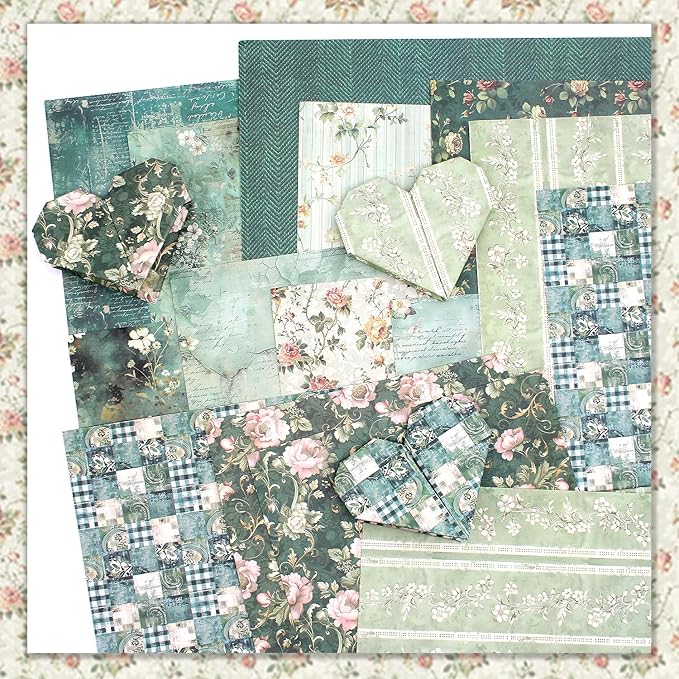 24 Sheets Scrapbook Paper 12" Double-Sided Photo Backdrop Patterned Craft Paper 160gsm for Junk Journals Greeting Cards Album Decoration(Floral Design D)